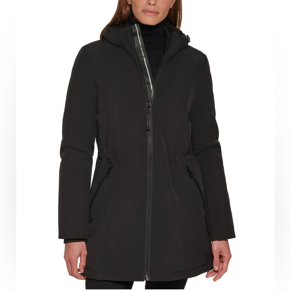 Calvin Klein Women’s Hooded Faux-Fur-Lined Anorak Raincoat S